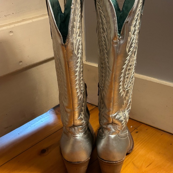 Corral Boots Metallic Silver Tall Cowboy Boots - Picture 5 of 6